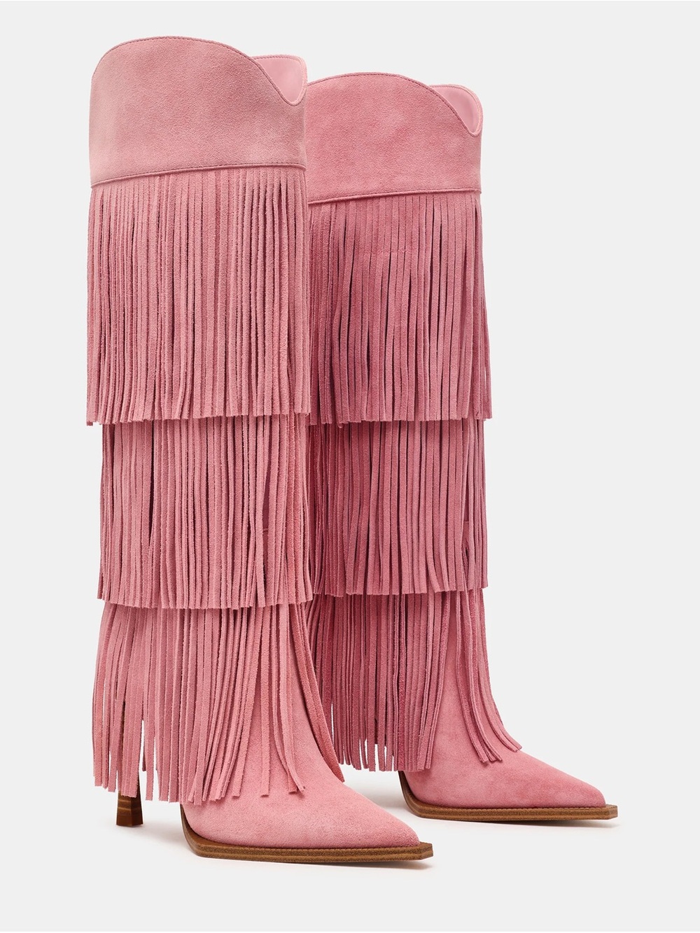 STEVE MADDEN KINZEE FRINGE PINK SUEDE BOOT - knee-high boot - Size 10 - NWT